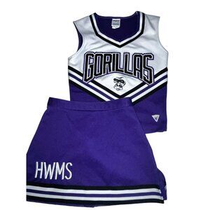 Cheerleader Uniform Outfit Costume Gorillas 32" Top 25 Skirt Purple Halloween